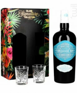 Turquoise Bay Rhum Amber Coffret + 2 Verres Turquoise Bay Rhum Île Maurice Rhum Ambré