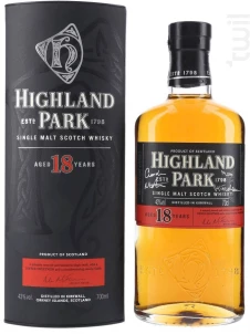 Whisky Highland Park 18 Ans Highland Park Whisky Écosse Single Malt Whisky 43%